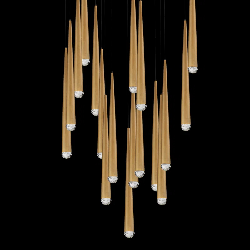 Cascade 21 - Light Aged Brass LED Cluster Pendant