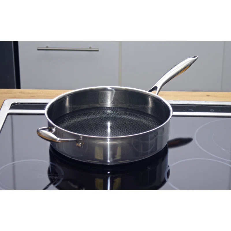 Black Cube by Frileing Hybrid Quick Release Stainless Steel 11" Saute Pan with Helper Handle and Lid