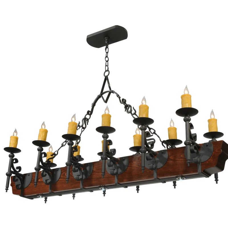 Rustic Lodge 15 - Light Dimmable Square / Rectangle Chandelier