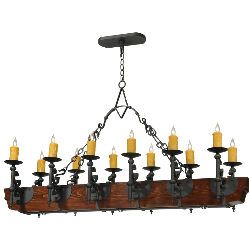 Rustic Lodge 15 - Light Dimmable Square / Rectangle Chandelier