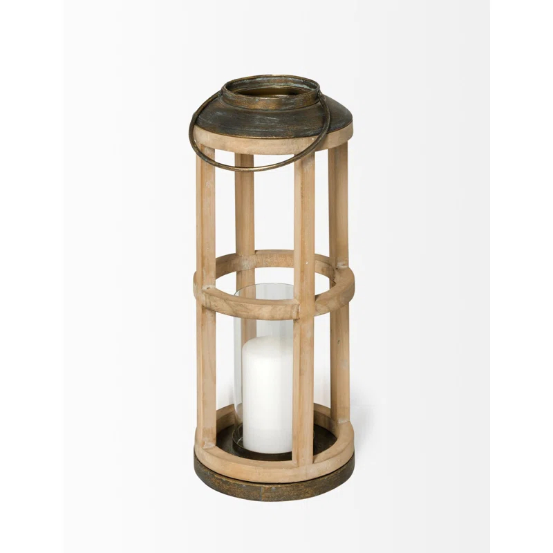 Bella Rustic Black Wood & Metal Oversized Hanging Candle Lantern