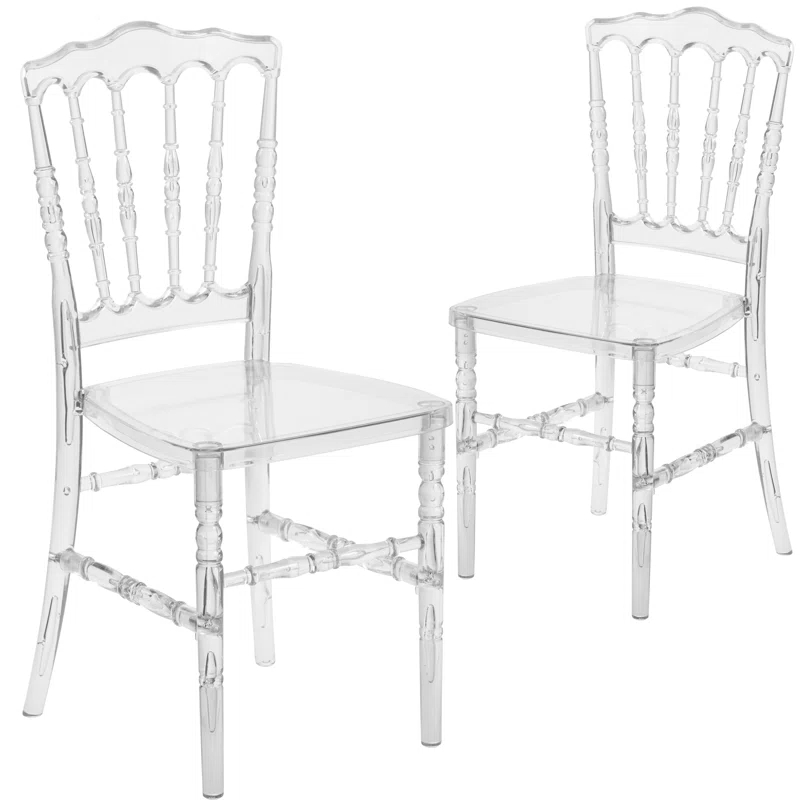 Flash Furniture Wintour Crystal Ice Napoleon Stacking Chair - Event Seating - Hospitality Seating (Set of 2)