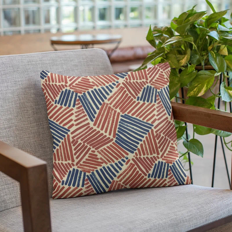 Plutus Brands Sketch Geometric Cotton Reversible Throw Pillow