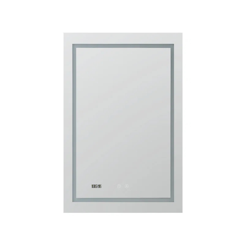 AQUADOM Daytona LED Wall-Mount Mirror for Bathroom with 3 Color Lighting, Touch Control, Dimmer and Defogger, Digital Clock.