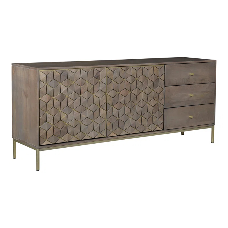 Moe's Home Collection Corolla Wood Sideboard with Iron Base in Gray