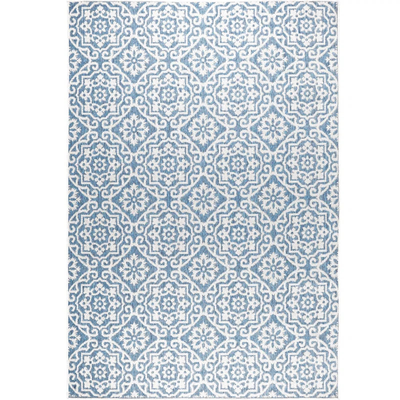 Nicole Miller New York Patio Country Danica Geometric Indoor/Outdoor Area Rug, Blue/Gray