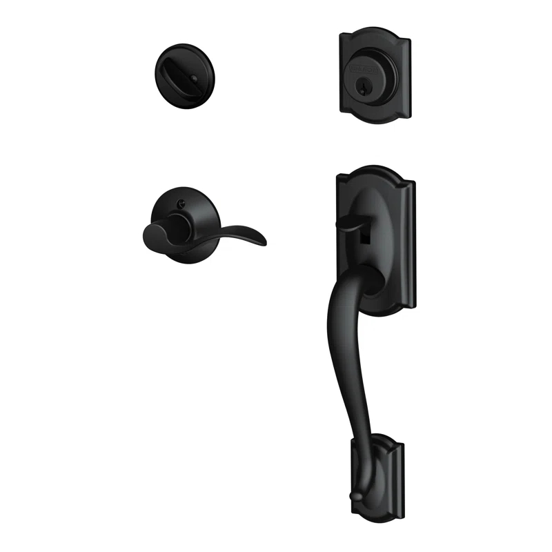 Camelot Handleset with Deadbolt and Accent Door Lever and Rosette