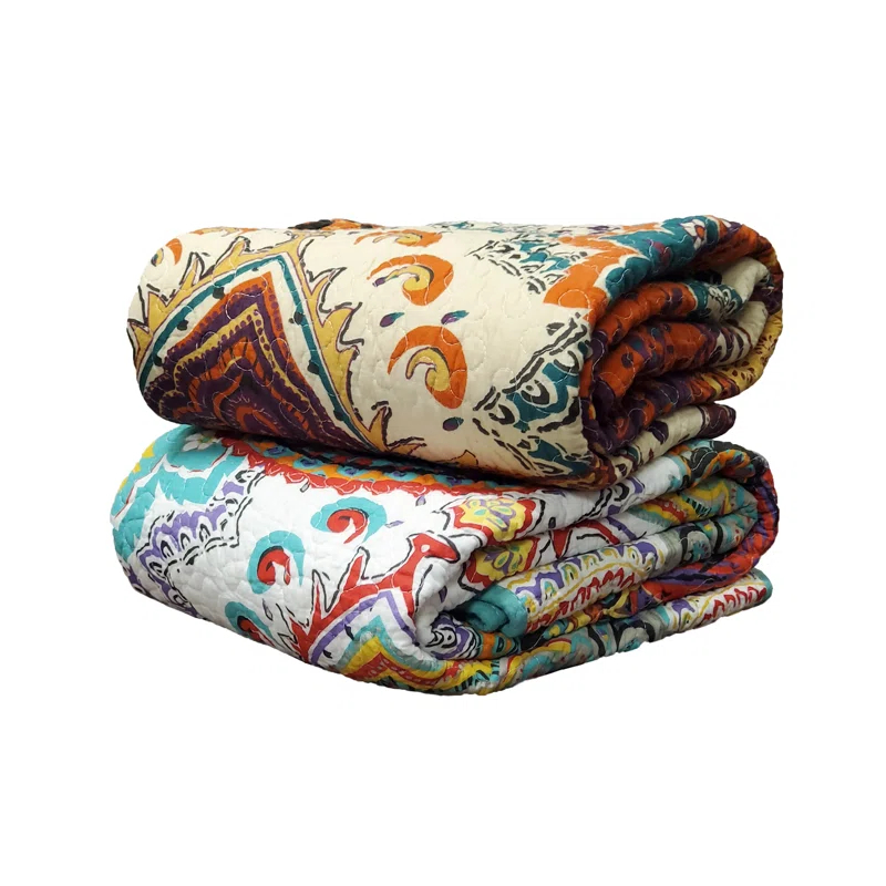 Greenland Home Fashions Nirvana Paisley 100% Cotton Quilted Throw