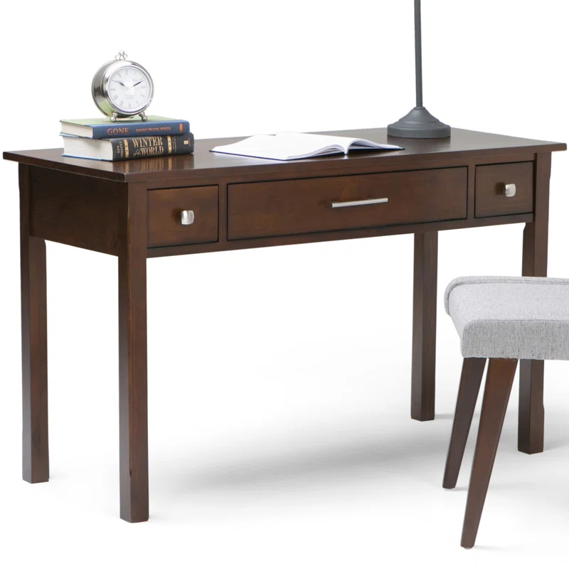 Simpli Home Avalon Solid Wood Desk with Keyboard Tray and Storage