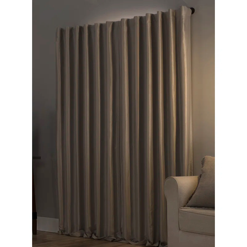 Faux Dupioni Silk Thermal Extreme 100% Blackout Back Tab Curtain Panel