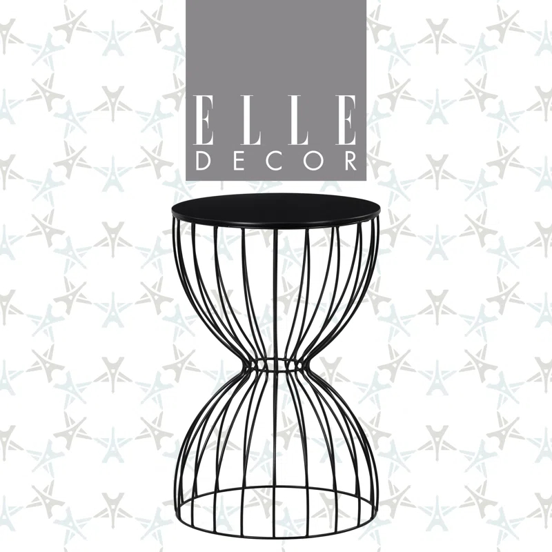 Elle Decor Elle Decor Cami Modern Hourglass Metal End Table, Decorative Round Accent Coffee Table or Nightstand