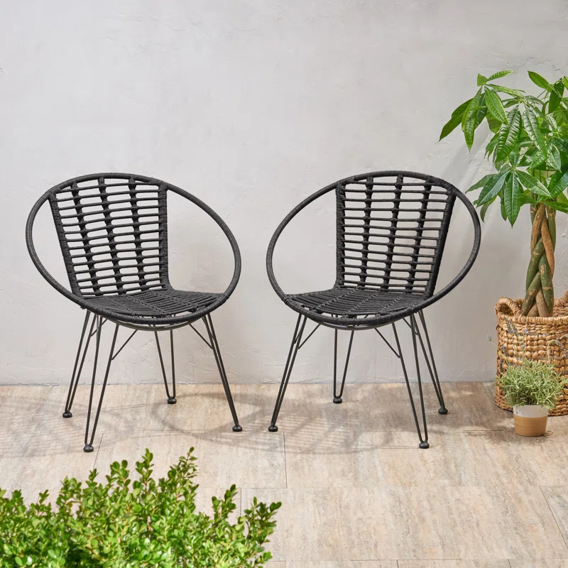 George Oliver Durham Polyethylene (PE) Wicker Wicker Outdoor Dining Side Chair (Set of 2)