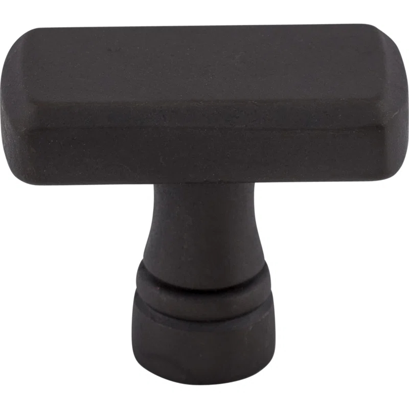 Sable Gray Rectangular Modern Industrial Knob with Mounting Hardware
