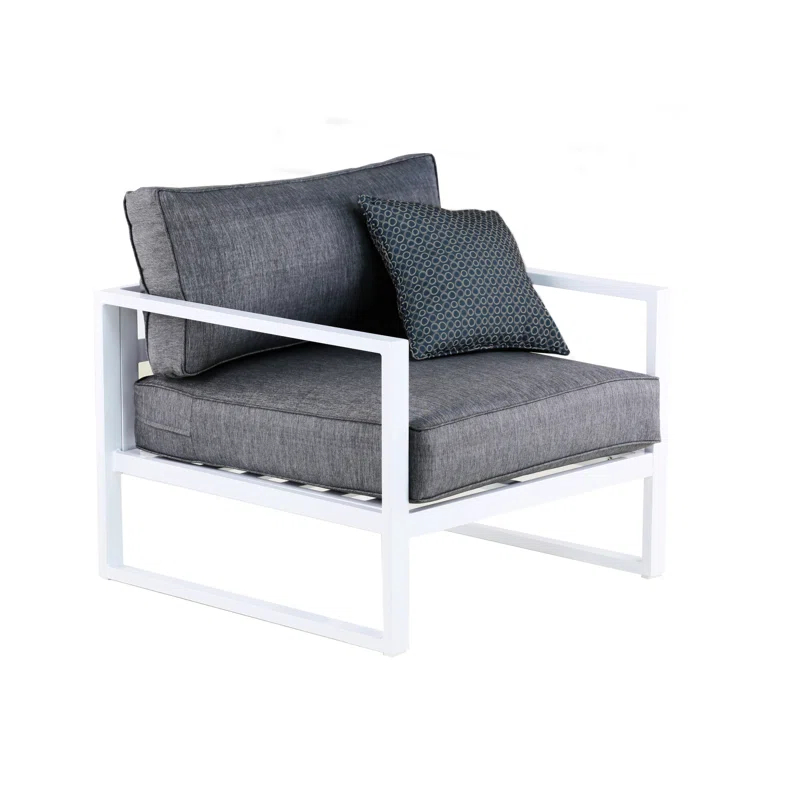 Elle Decor Paloma Outdoor Weather-Resistant Metal Frame Accent Chair, White
