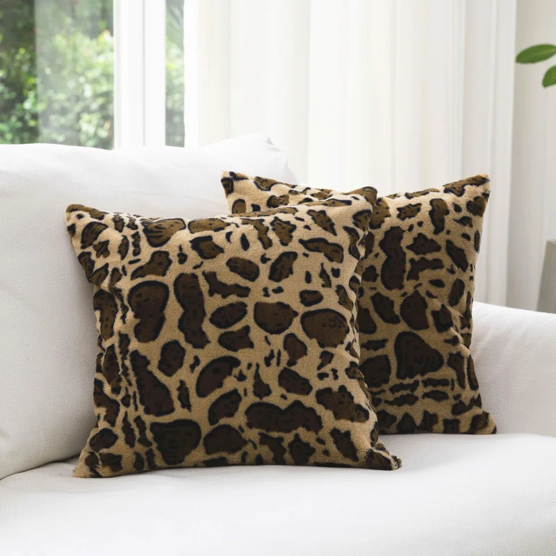 Animal Print Faux Fur Throw Pillow (Set of 2)