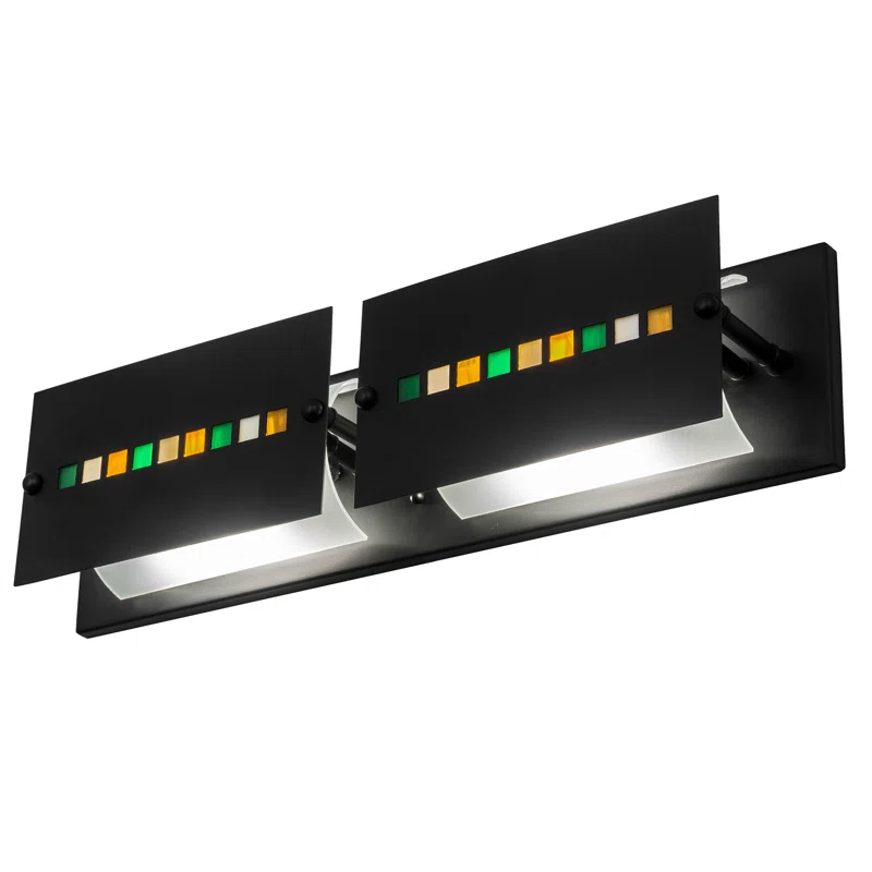 Meyda 24" Solar Black Arts & Crafts Vanity Light with Colorful Glass Tiles