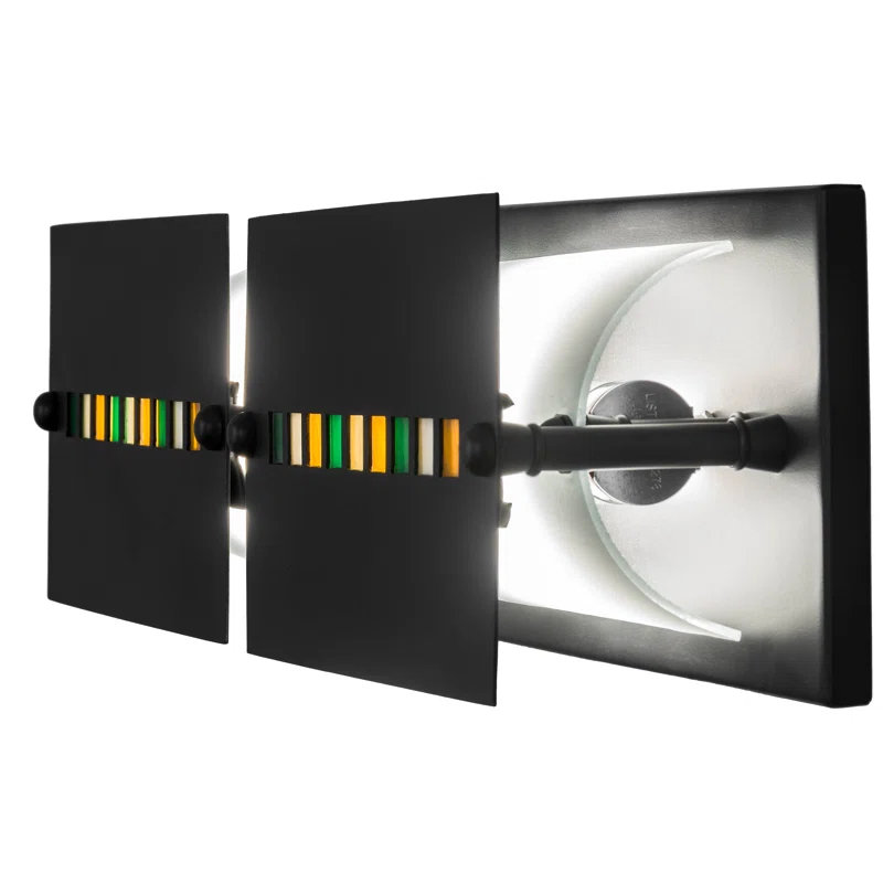 Meyda 24" Solar Black Arts & Crafts Vanity Light with Colorful Glass Tiles