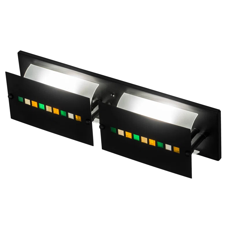 Meyda 24" Solar Black Arts & Crafts Vanity Light with Colorful Glass Tiles