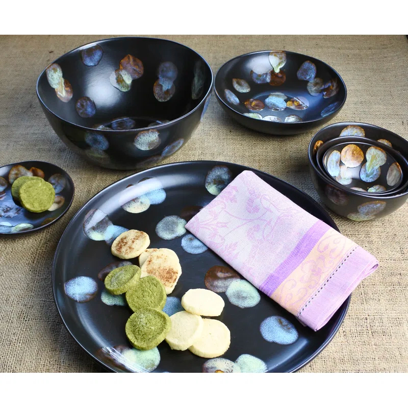 Dappled Black Ceramic 20 oz Pasta Bowl