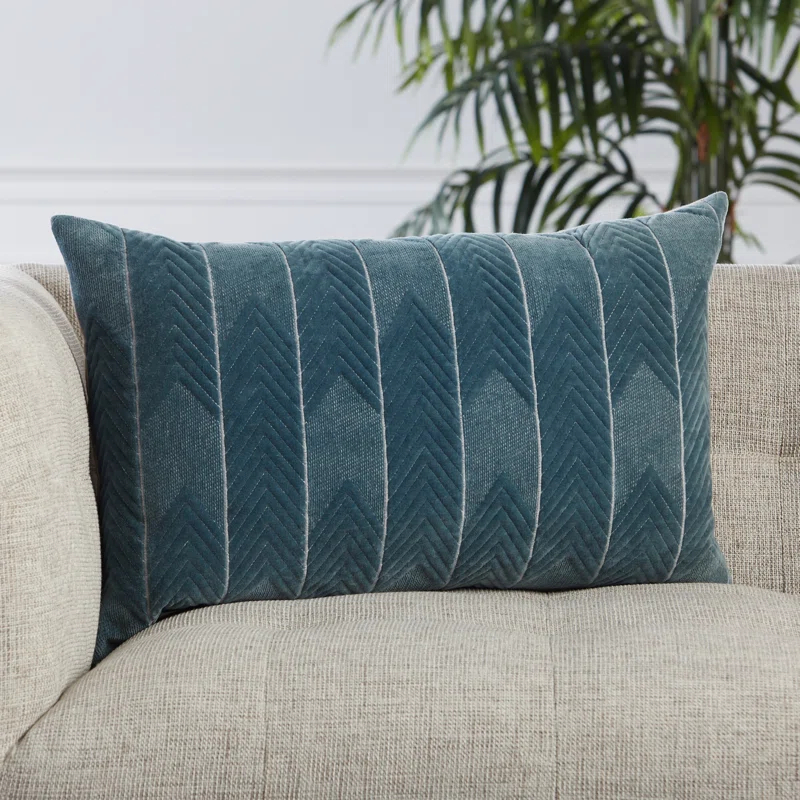 Floretta Embroidered Cotton Lumbar Throw Pillow