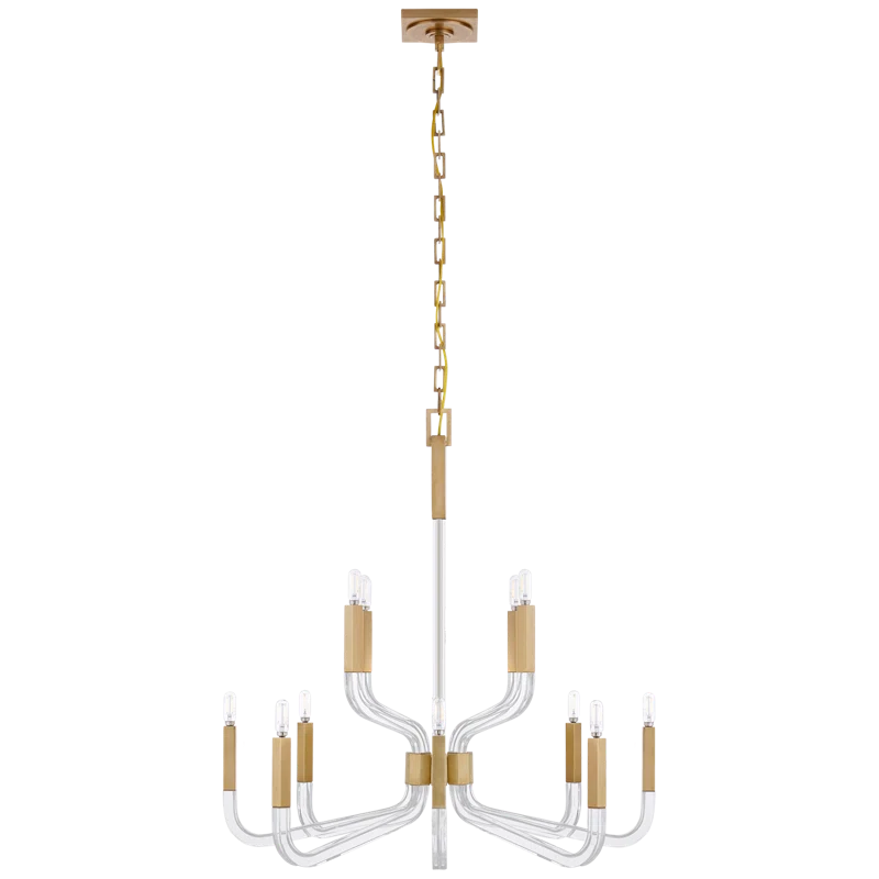 Nickel Crystal Candle 12-Light Chandelier