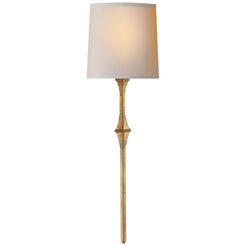 Gilded Iron and Fabric 19" Wall Sconce