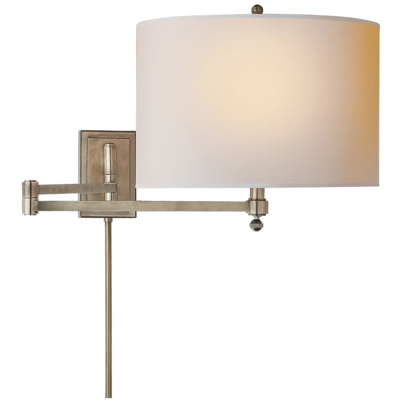 Hudson 11" Antique Nickel Swing Arm Wall Sconce with Paper Shade