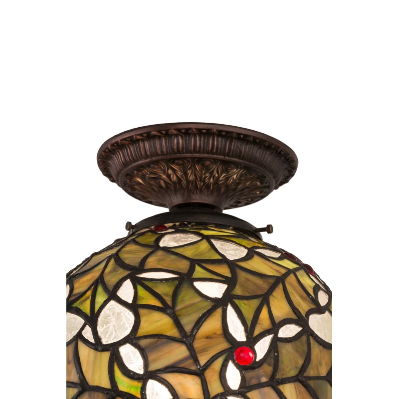 Meyda Tiffany 81754 Holly Ball 1 Light 9" Wide Flush Mount Ceiling Fixture - Brass