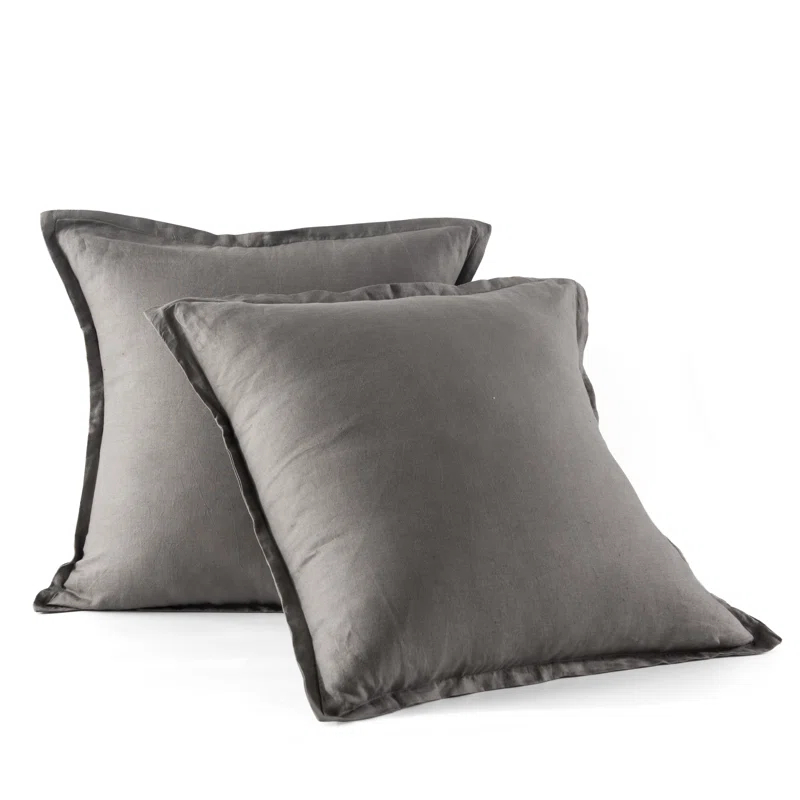 Stone Washed French Linen European Square Pillow Shams 26 x 26"