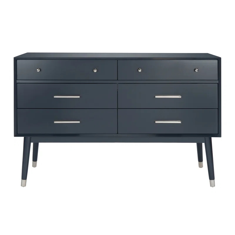 Safavieh Couture Home Collection Madden Retro Navy and Silver 6-Drawer Dresser Navy/Silver