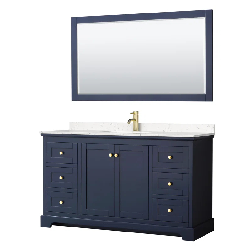 Wyndham Collection Avery 60'' Single Bathroom Vanity with Marble Top with Mirror