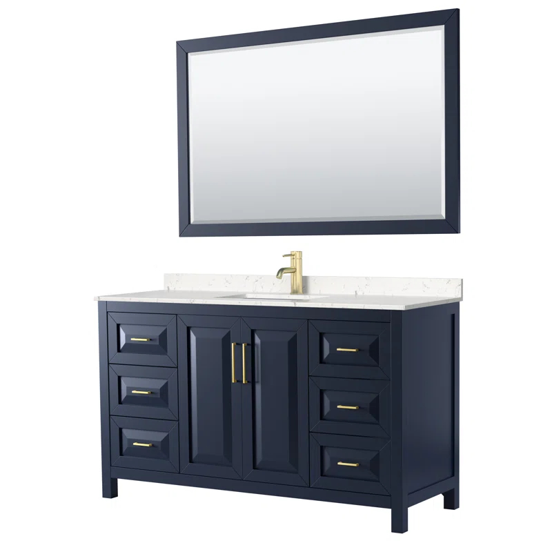 Wyndham Collection Daria 60'' Single Bathroom Vanity with Marble Top with Mirror