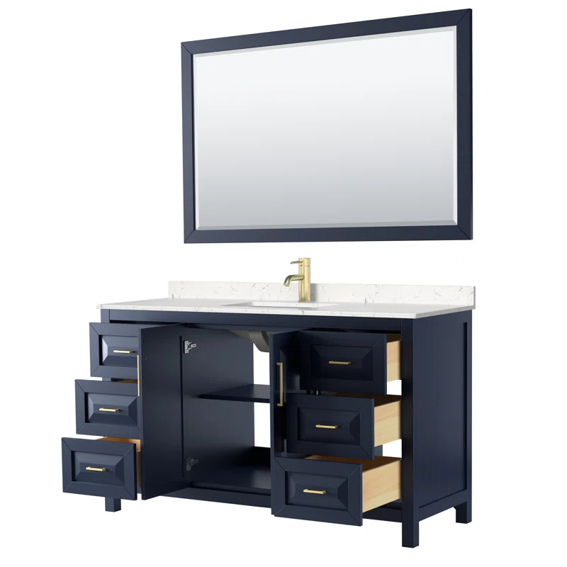 Wyndham Collection Daria 60'' Single Bathroom Vanity with Marble Top with Mirror