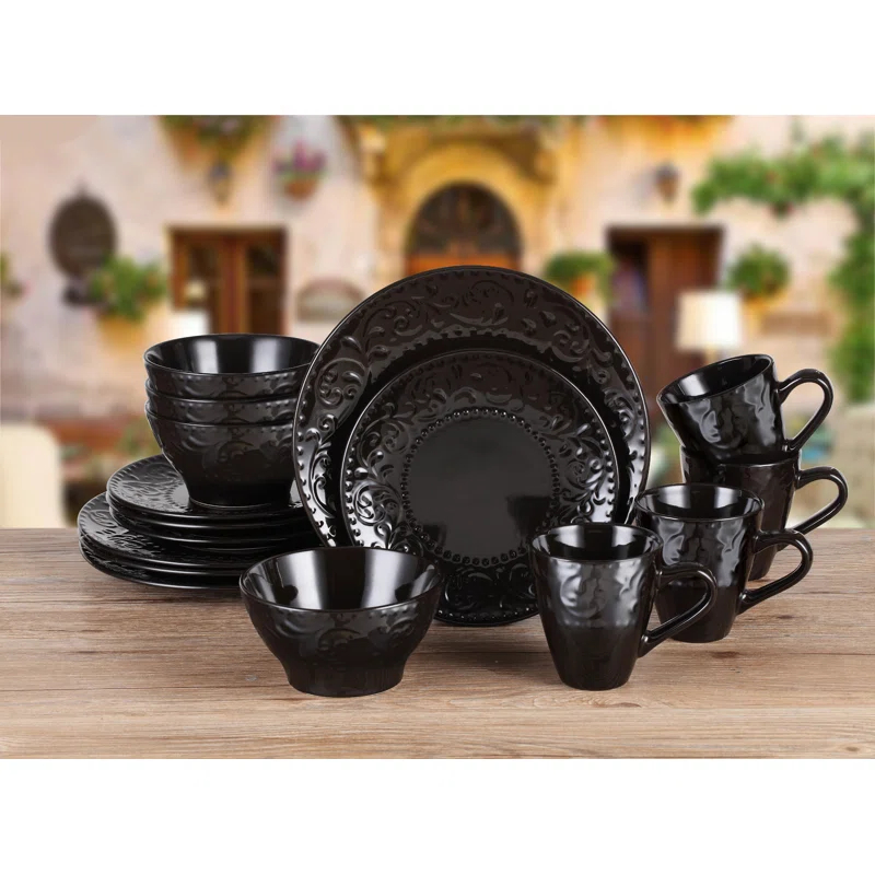 Lorren Home Trends Lorren 16 Piece Stoneware Dinnerware Set - Service for 4