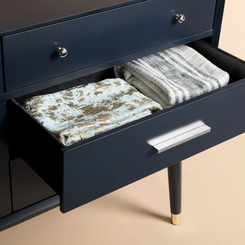 Safavieh Couture Home Collection Madden Retro Navy and Silver 6-Drawer Dresser Navy/Silver
