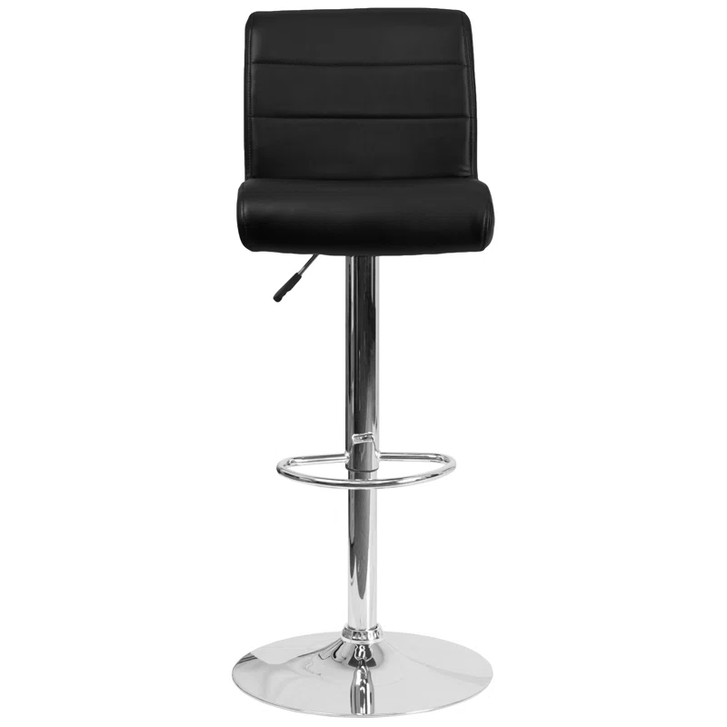 Flash Furniture Contemporary Vinyl Adjustable Height Barstool with Rolled Seat and Chrome Base