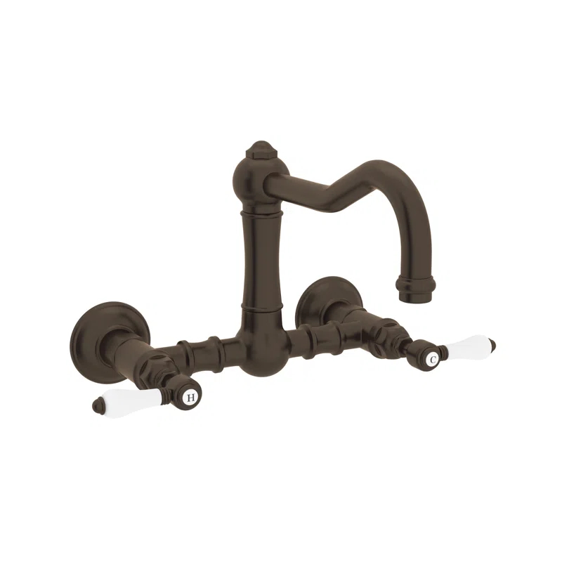 Classic Italian Brass Wall-Mounted Kitchen Faucet with Polished Nickel Finish