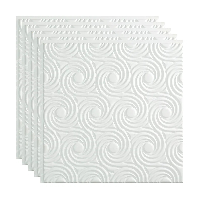 23'' L x 23'' W Textured Vinyl Glue Up Ceiling Tile