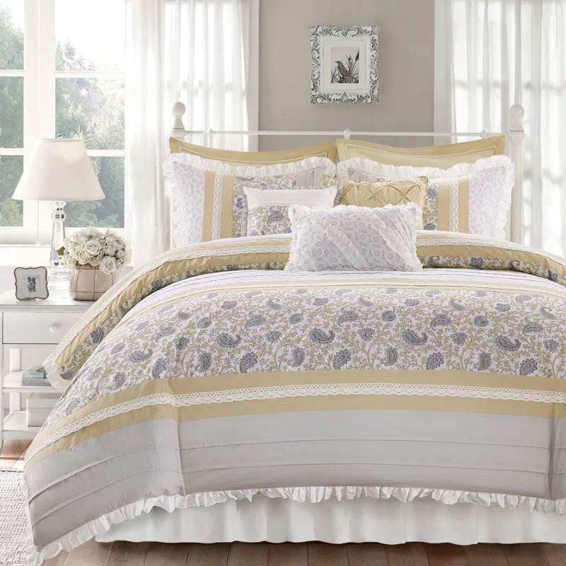 Madison Park Dawn 9 Piece Cotton Percale Comforter Set