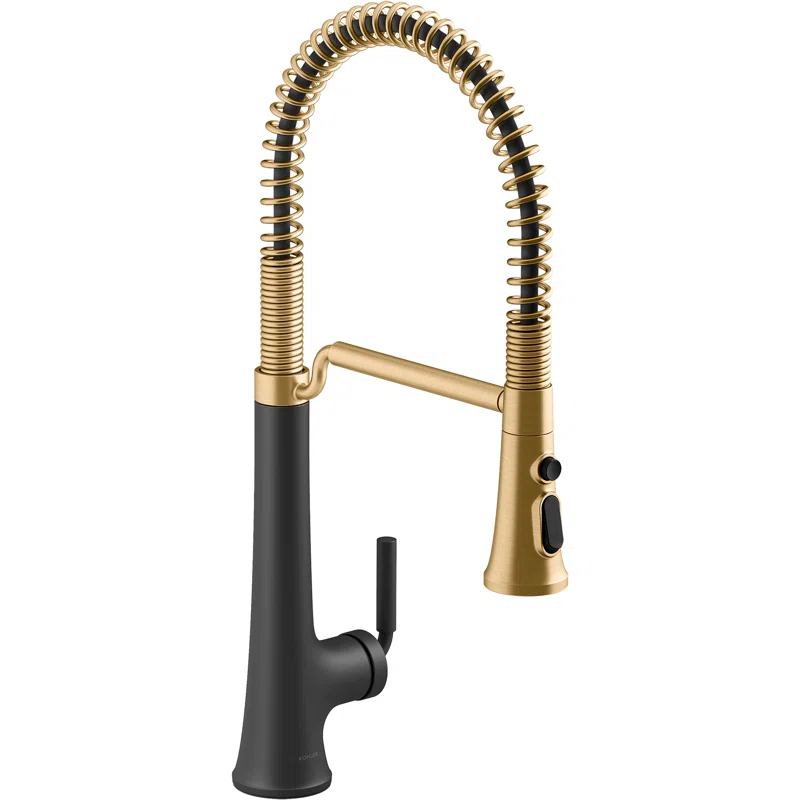 Kohler Tone Single Handle Semi-Professional Pre-Rinse Kitchen Sink Faucet with Three-Function Pull Down Sprayer