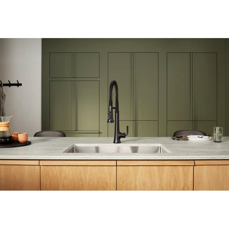 Kohler Tone Single Handle Semi-Professional Pre-Rinse Kitchen Sink Faucet with Three-Function Pull Down Sprayer