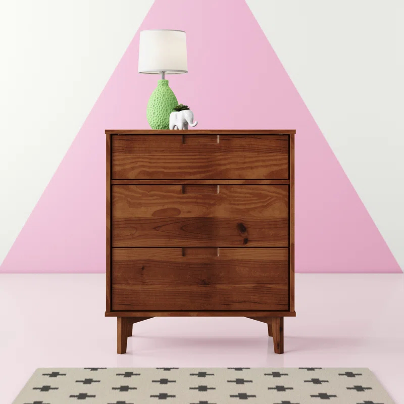 Yarber Groove 3 Drawer Solid Wood Chest