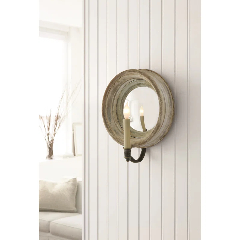 Old White Distressed Rustic Candle Wall Sconce