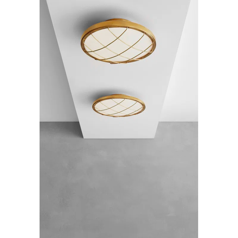 Natural Brass and Glass LED Flush Mount Ceiling Light