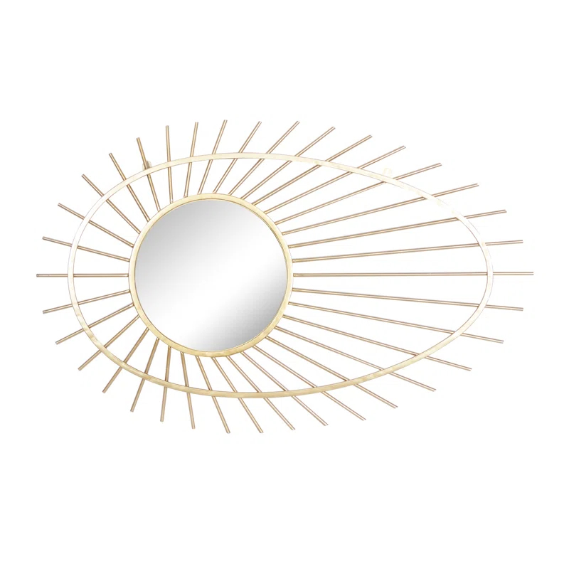 CosmoLiving by Cosmopolitan Cosmoliving By Cosmopolitan Gold Metal Contemporary Wall Mirror, 34 X 22 X 1