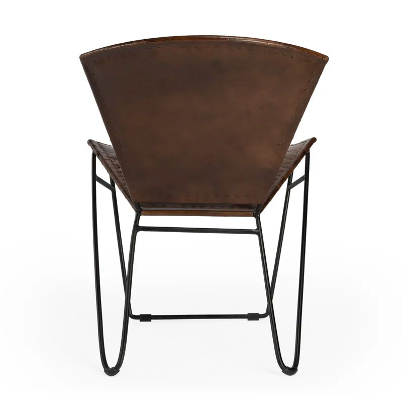 Butler Specialty Felix Iron & Leather Accent Chair In Borwn