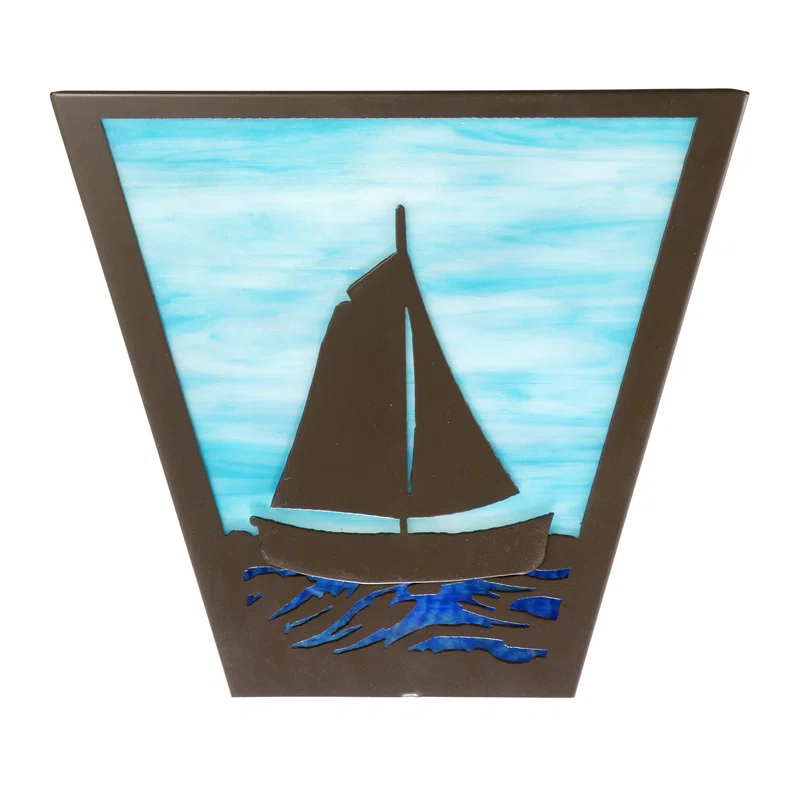 Timeless Bronze Sailboat 2-Light Glass Wall Sconce
