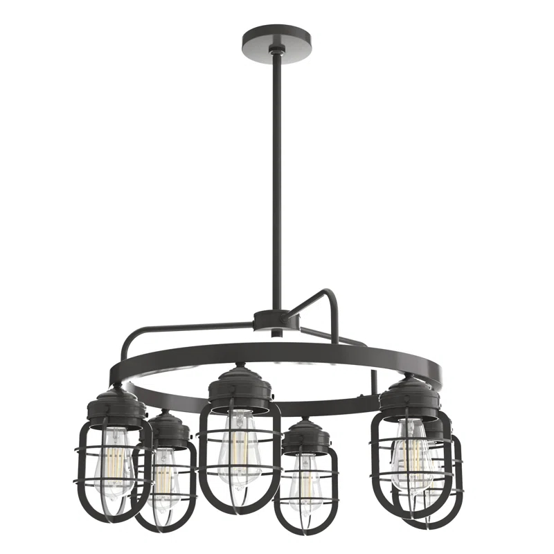 Starklake 6 - Light Unique / Statement Wagon Wheel Chandelier