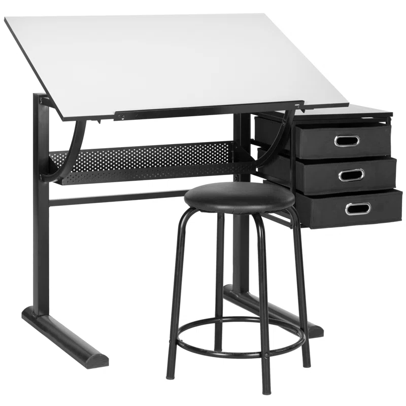 Inbox Zero Miceal Metal Base Drafting Table