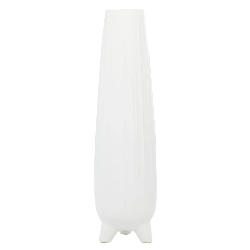 CosmoLiving by Cosmopolitan Cosmoliving By Cosmopolitan White Ceramic Contemporary Vase